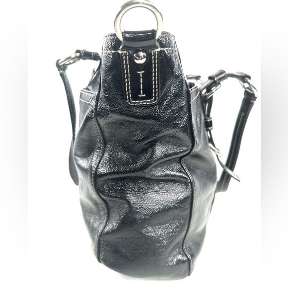 COACH Chelsea F14022 Black Patent Leather Large Shoulder Bag Purse Turn Lock - Picture 4 of 9